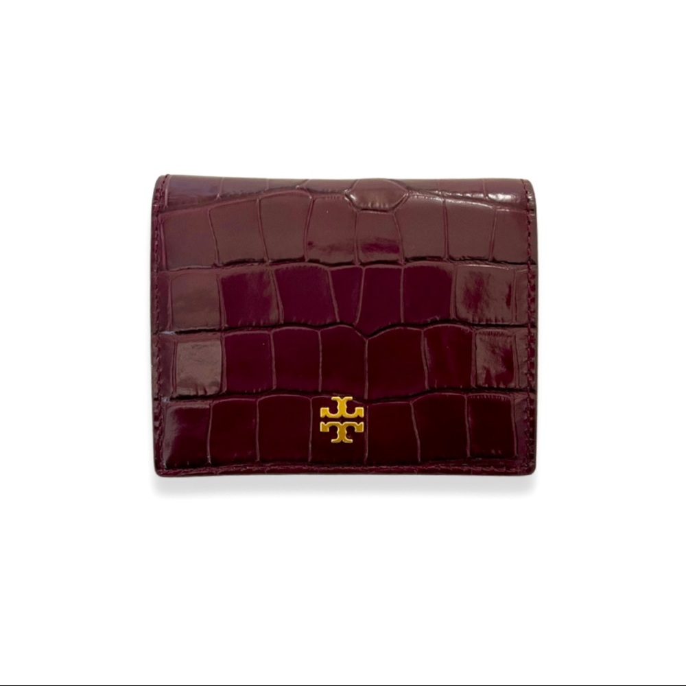 TORY BURCH Blake Embossed Crocodile Pattern Mini Wallet - Bayberry 640
